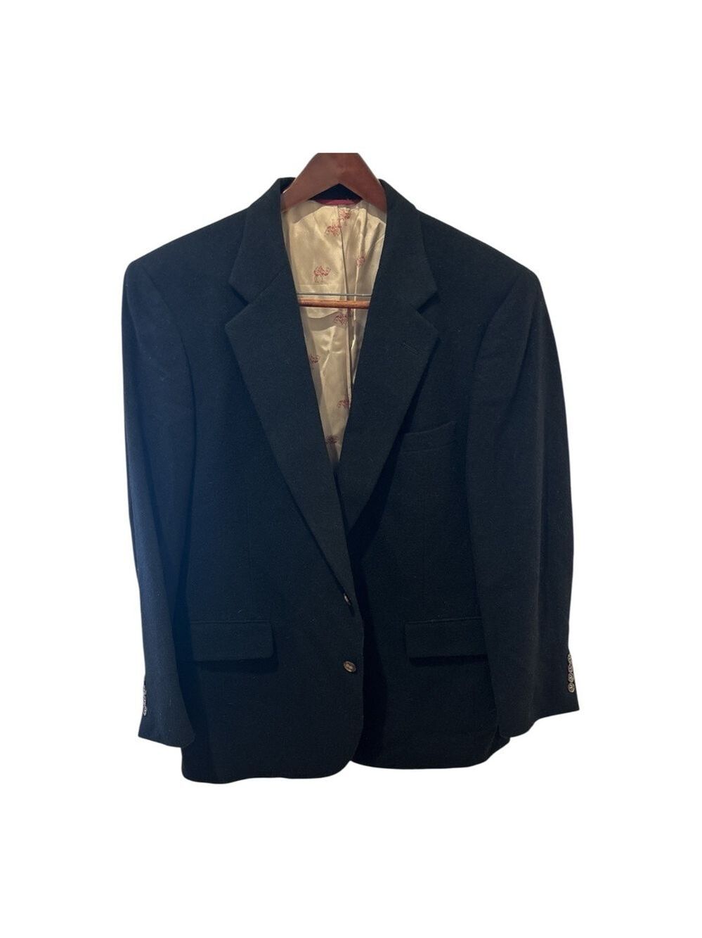 VTG JOS. A. BANK CAMELHAIR BLACK WHIMSY CAMEL PRINT LINING SPORT COAT BLAZER 42R - Picture 3 of 5